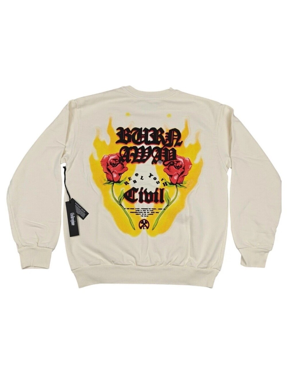 Civil Regime Burn Away All Day Crewneck Fleece Butter CRCN001-330-100-L Mens M